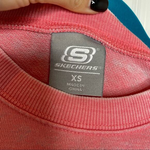 SKECHERS Womens Pink Logo Burnout Crew Neck Pullover Sweatshirt Size XS - Picture 4 of 5